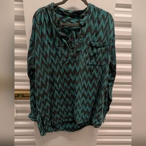 Stylish Teal and Black Zigzag Men's Shirt